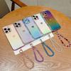 Applicable iPhone16Promax silk side love mobile phone case Apple 15 protective case crystal lanyard