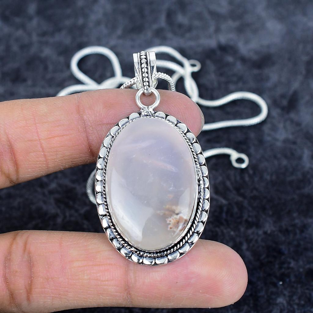 Rose Quartz Gemstone Handmade 925 Sterling Silver Jewelry Pendant 2.25" M-2938
