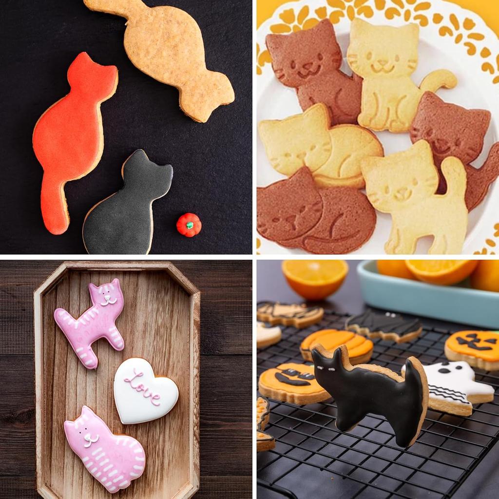 9 Piece Cat Cookie Cutters Set Stainless Steel Perfect for Kids Party Halloween Christmas Easy To Use and Clean