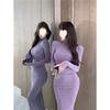 Long-sleeved Dress Women's New Sexy Slim Fit with Coat Temperament Hip Skirt Inside