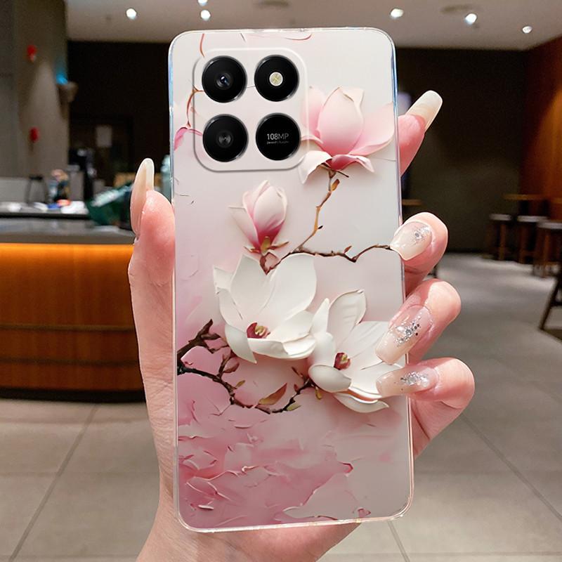 For Honor 400 Smart 5G Case Honor X7d 4G 5G Cover Clear Luxury Fashion Butterfly Flower Soft TPU Silicone Transparent Phone Case