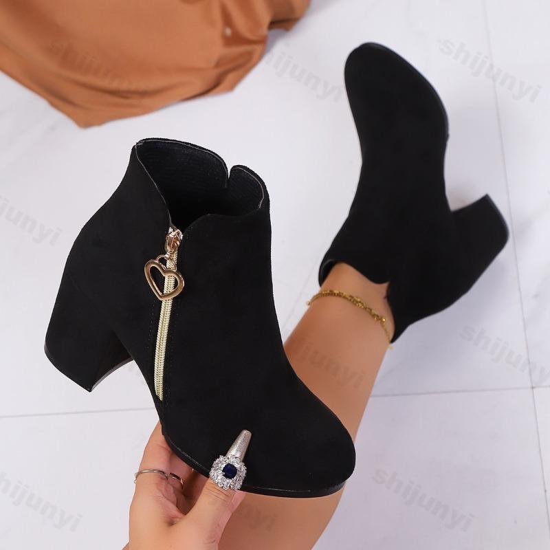Women's Ankle Boots New 2026 Retro ZipperPlatform Short Boots Autumn Fashion Retro Outdoor PU Leather Boots Large Size 36-42