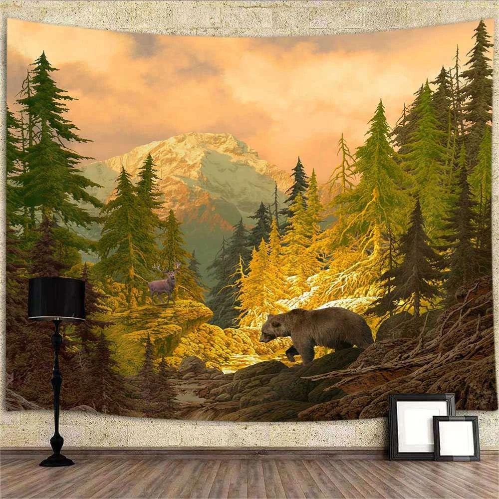 Retro forest background tapestry 75x100 чёрный