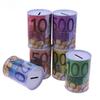 1pc Euro Dollar Metal Cylinder Box Home Decoration Bank Saving Money Tin Piggy Bank Child Gifts