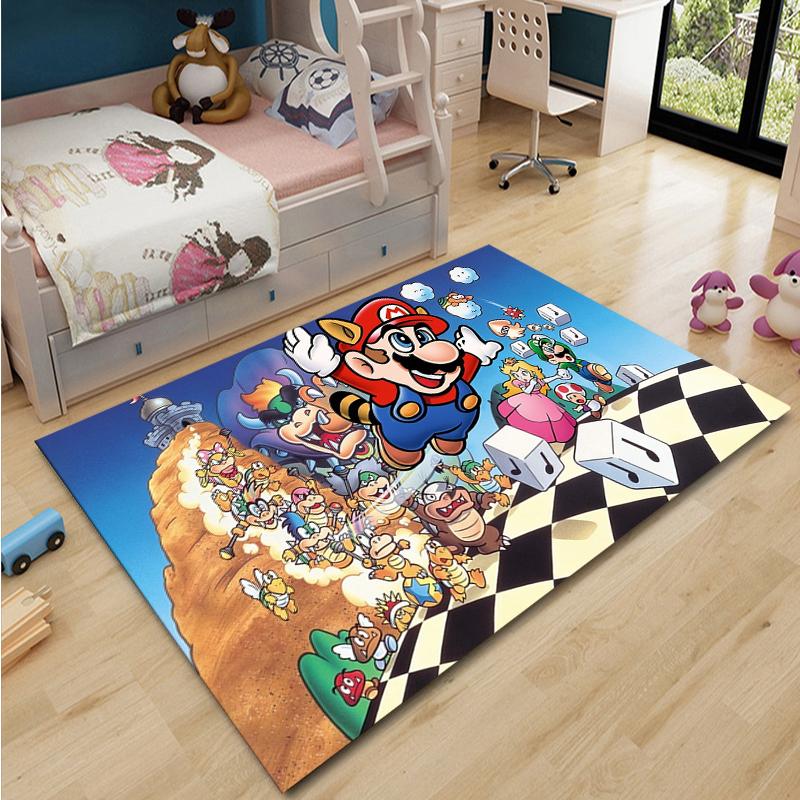 3D Cartoon Super Mario Bros Game HD Rug Area Carpet for Living Room Kids Bedroom Sofa Kitchen Decorate Child Non-slip Floor Mats