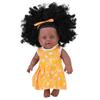 11.8in Simulated Girl Reborn Baby Early Educational African Black for Doll Bed/Sofa Accompany Supplies Vinyl Made Cute F