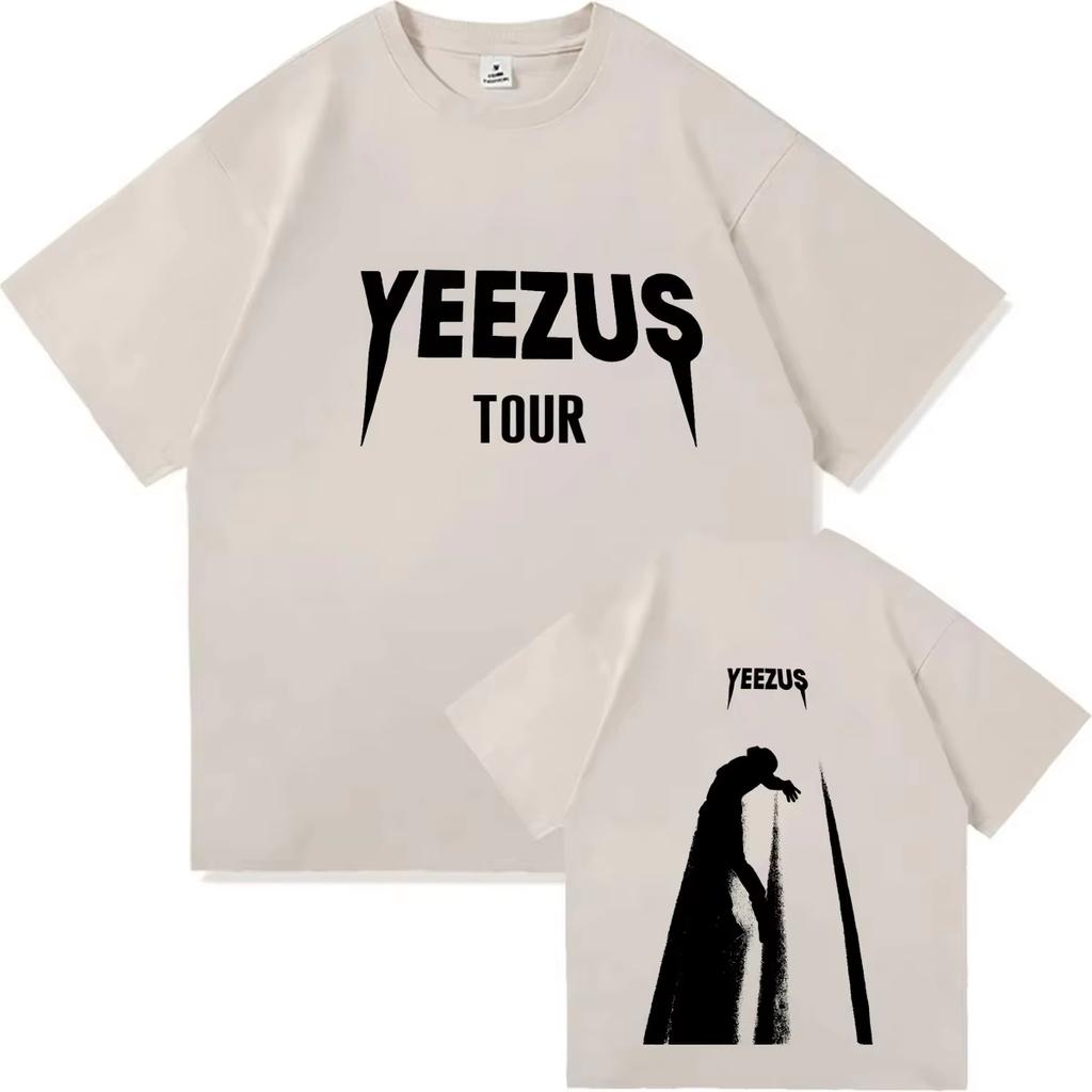 Hot Selling Unisex Loose Vintage Hip Hop Streetwear TShirt 2026 Kanye West Ye Album Pattern DoubleSided Print Casual Tshirt