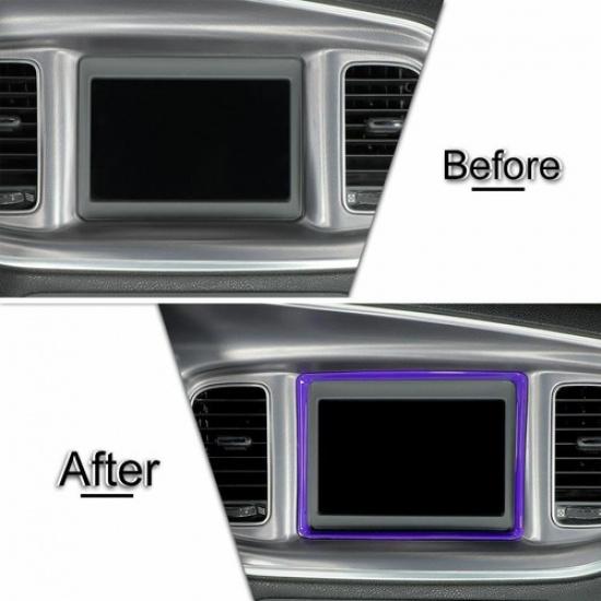 Armaturenbrett Navigation GPS Bildschirmabdeckung Zierrahmen Für Dodge Charger 2015+ Lila