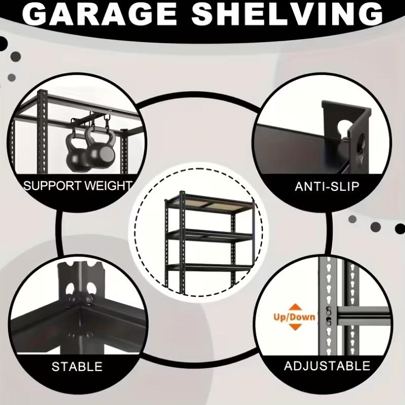 60/72 Inch Two-piece Heavy Duty Storage Shelves, 2000LBS Capacity Metal Shelving Unit, Adjustable Garage Shelves & Organizer with Overlap Design for