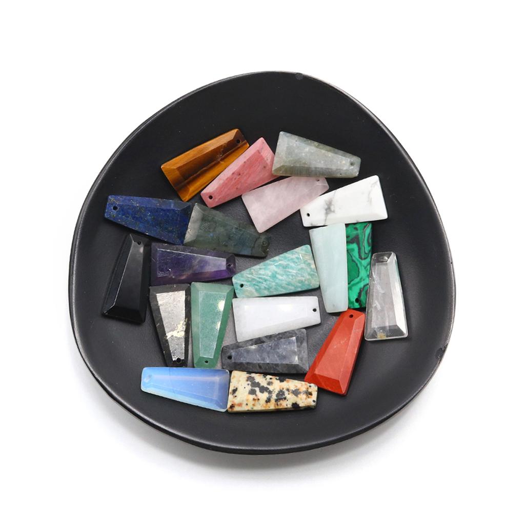 1Pc Natural Stone Pendant, Trapezoidal Crystal Gemstone Charms for Jewelry Making DIY Women Men Necklace Bracelet Earrings Accessories Gifts 25x13 Mm