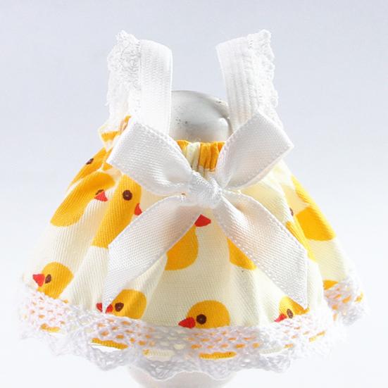 Pet Printed Dress Lace Trim Vest Dress Summer Dress with Bow Pet Clothes for Hamster Guinea Pig Outing Dress-up