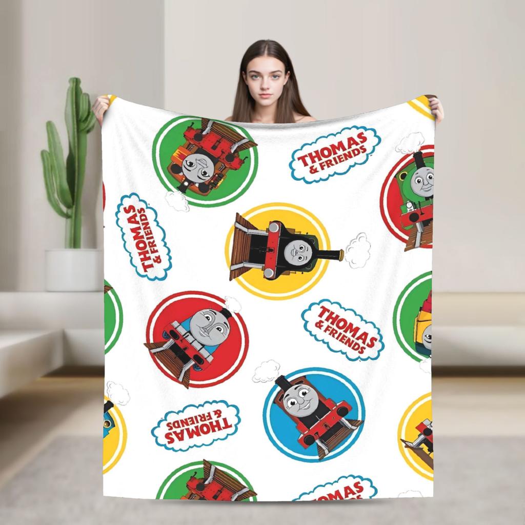 T-Thomas De Treinvriendjes Deken Kwaliteit Warm Zacht Cartoon Plaid Deken Winter Reis Bank Stoel Sofa Bed Pluizig Sprei