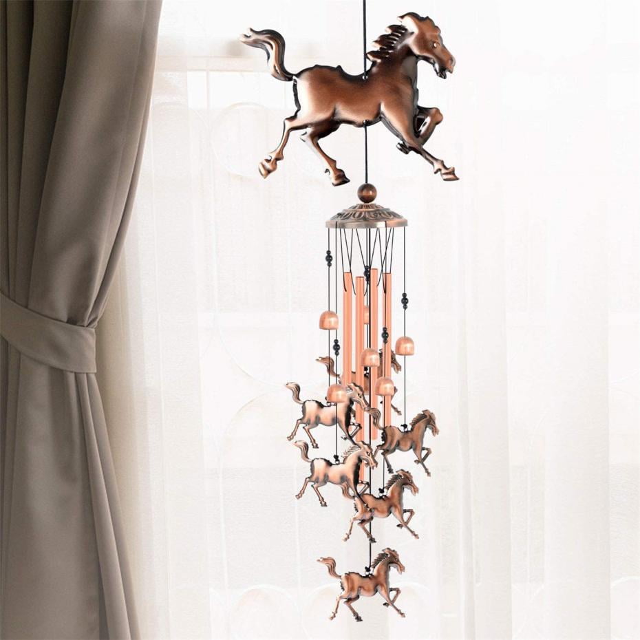 Handmade Copper Horse-shaped Wind Bell Vintage Metal Bell Animal Hanging Decoration Balcony Courtyard Decoration Copper Color