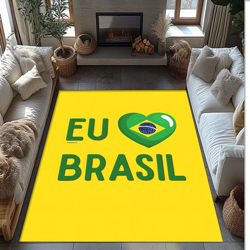 Brazil national football team Printed Flannel Area Rug Non Slip Soft Polyester Floor Carpet Indoor Decor Mat for Bedroom Living Room Sofa