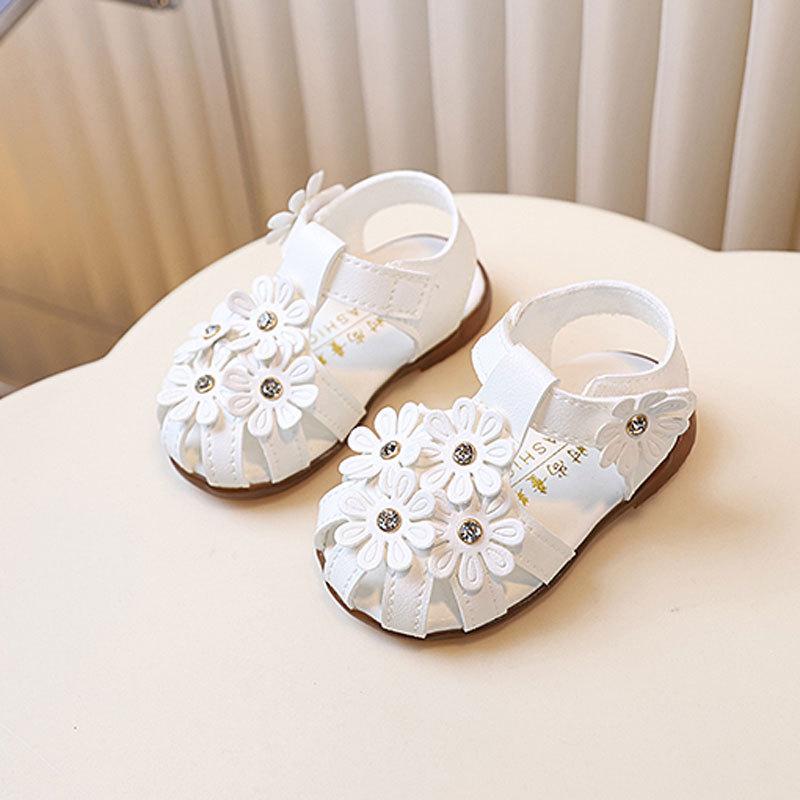 Princess Toddler Sandals For Girls Boys Summer Non Slip Synthetic Leather With Magic Tape Closure 15 белый