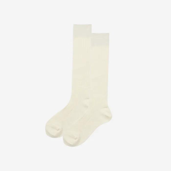 Wool Loose Middle Socks - Ivory White