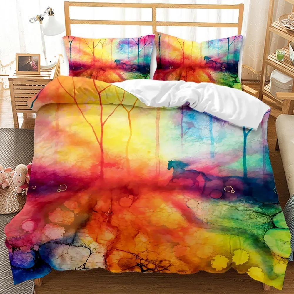 Träd Påslakan Bohemisk Skog Lyckoträd Täcke Örngott Sängkläder Set Twin Dubbel Queen King Size Polyester Täcke