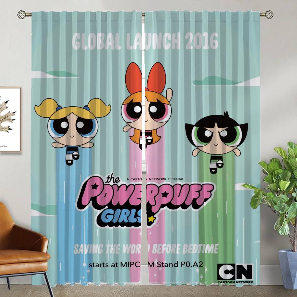 Curtains for Bedroom The Powerpuff Girles Living Room Curtain Halloween Decoration Home Interior Curtains 2 Pieces Shades Camera