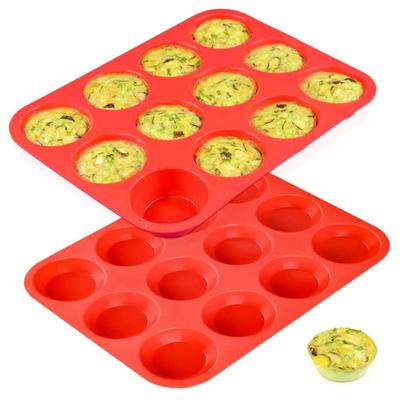 Runde Silikon-Muffinform, 12 Mulden, Lebensmittelqualität, leicht zu lösen, für Kuchen, Schokolade, Süßigkeiten, Eiswürfel, DIY-Backform, Küchenbedarf