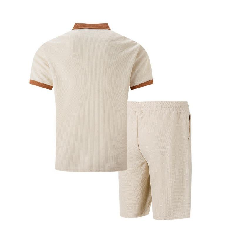 Completo da Uomo Polo e Pantaloncini Manica Corta Collo a Bottone con Tasca Outfit Casual Due Pezzi