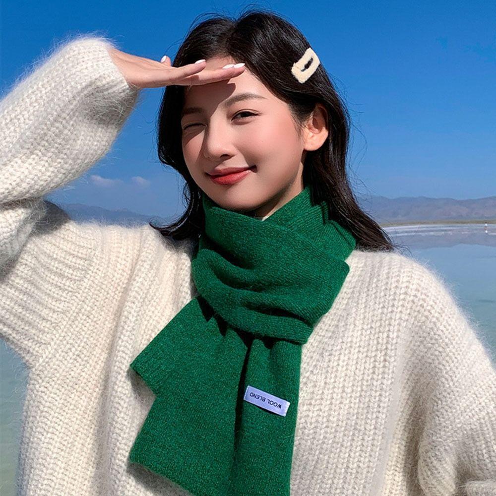 Versatile Warm Neck Warmer Coldproof Solid Color Knitted Scarf Windproof Scarves Bib Autumn and Winter