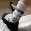 Fall/Winter Retro Warm Feliz Island Snowy Wool Stockings for Women - Thick Mid-Calf Padded Socks
