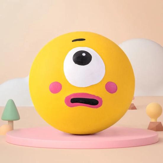 Cartoon Latex Dog Ball Funny Big Eye Ball Dog Chew Toy Squeaky Interactive Teeth Cleaning Toy for Puppy Teething Dogs Fetch Boredom Relief