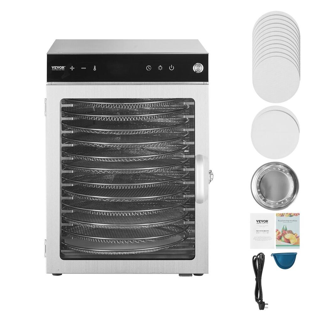 12 Trays Rotary Food Dehydrator Machine Stainless Steel 800W Fruit Drying