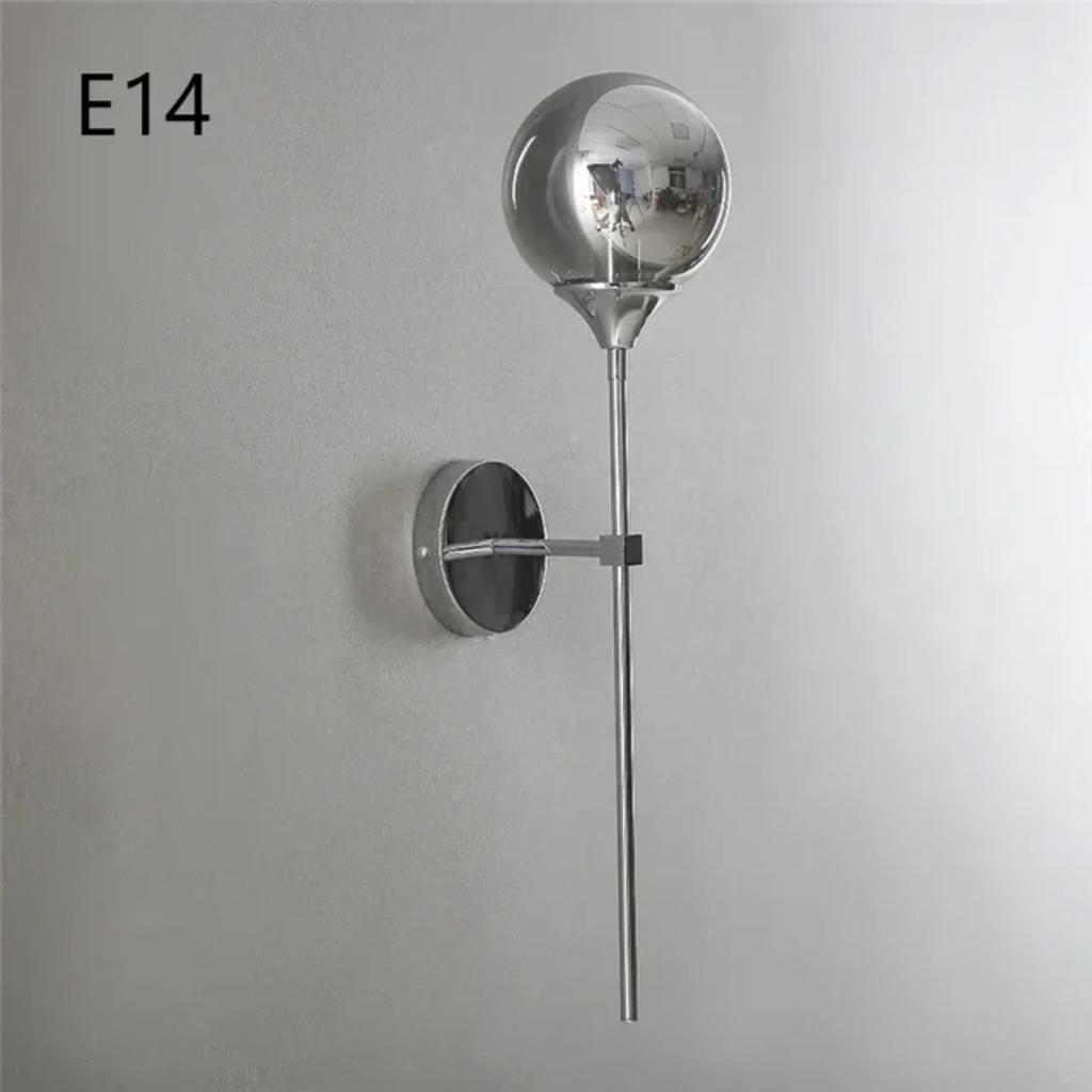 New High-Quality, Elegant, and Stylish Nordic Glass Ball Wall Lamps with a Modern Golden and Sleek Chrome Finish - Perfect for K