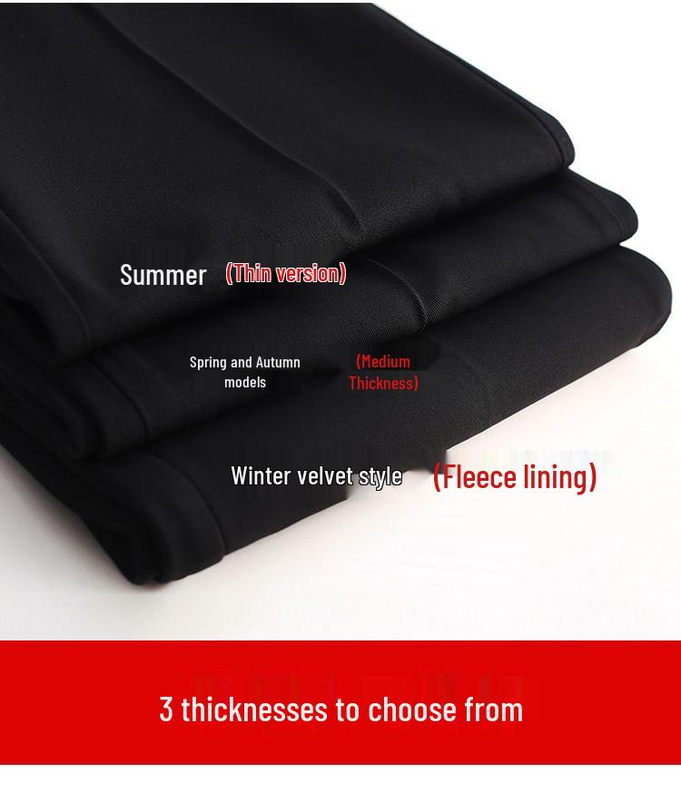 Women's High Waist Professional Black Trousers - Autumn/Winter Slimming Velvet Pants for Tall, Straight-Leg Office Wear
