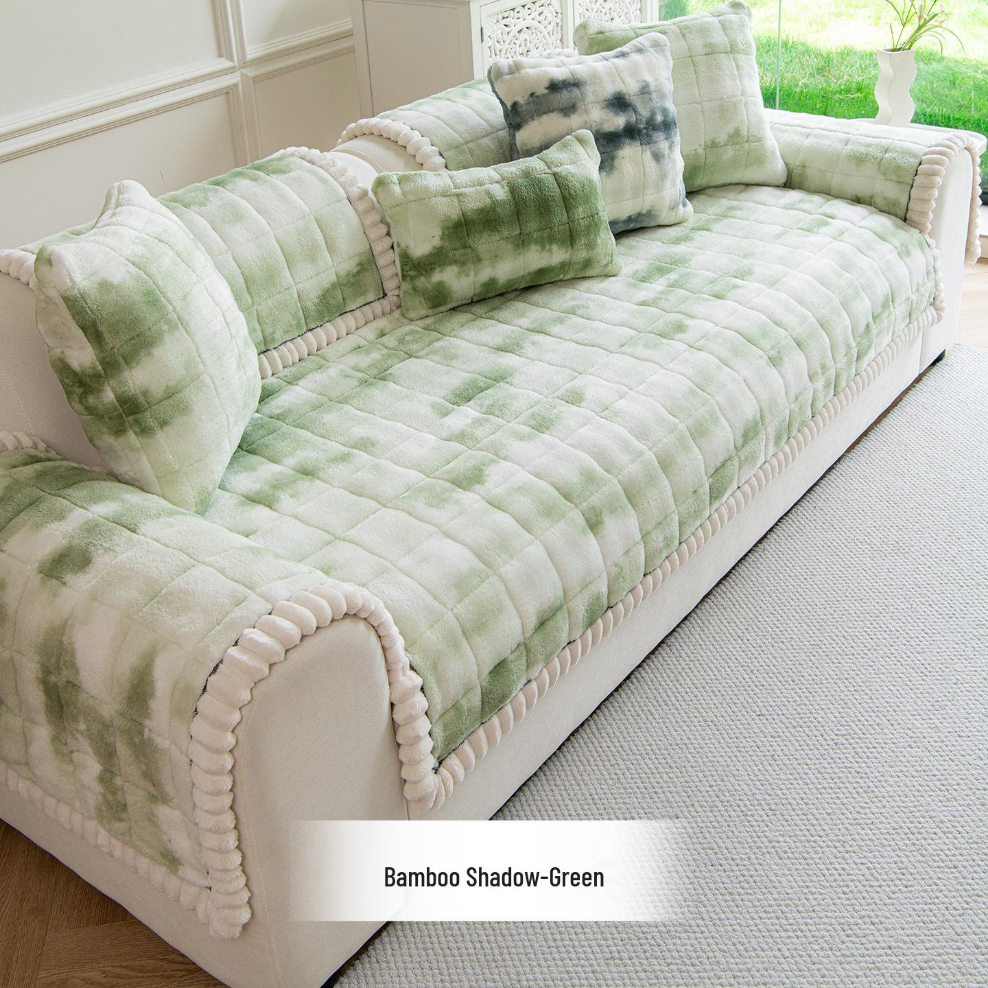 2026 Winter Thick Plush Non-slip Leather Sofa Cushion and Cover 70x70cm