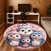 1pc Penguin Family Round Chair mat office Area Rug - Non-Slip, Floor Mat for Office, Bedroom, Ideal home decor gift c0112006