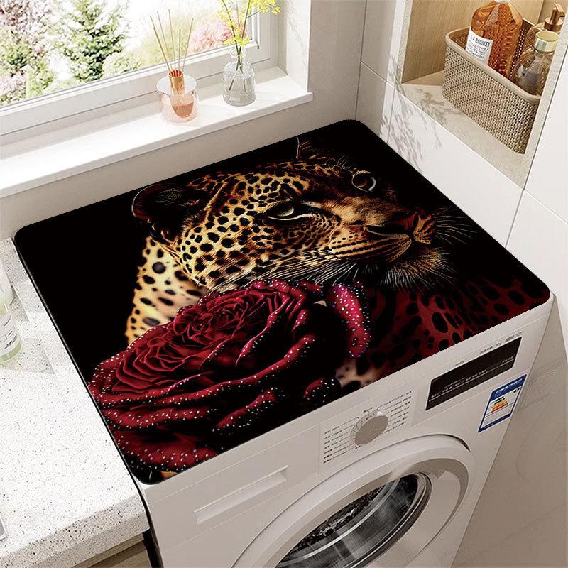 Staubdichte und schnelltrocknende Kühlschrank- und Waschmaschinen-Abdeckmatte mit elegantem Blumenmuster