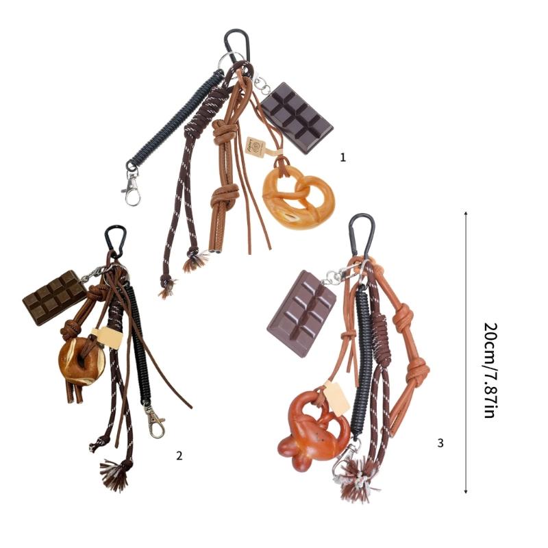 Handmade Alkaline Bread Keychain Pendant Sturdy Materials Lovely Bowknot Designs Accessory for Vehicle Interior Decoration