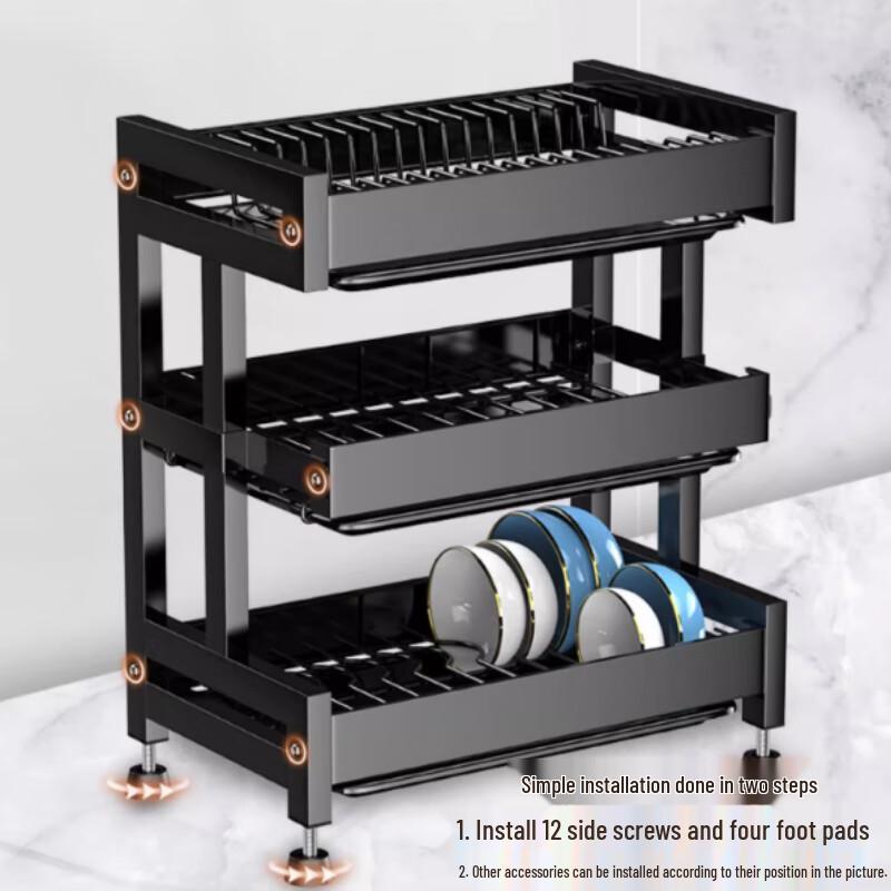 2-Tier Black Countertop Dish Drying Rack