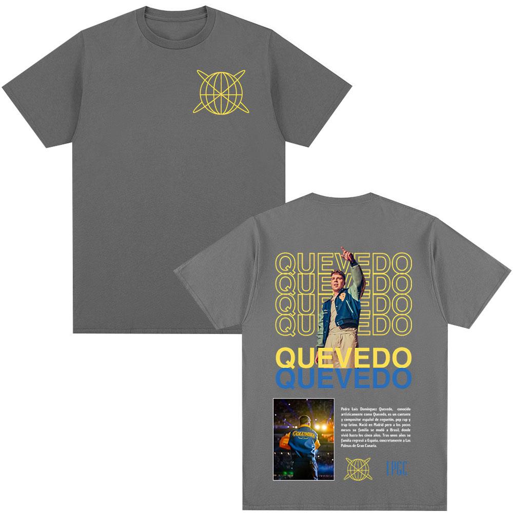 2026 SpringSummer Rap Artist QUEVEDO Good Morning Tour Mens Clothing HipHop Retro Pure Cotton Streetwear