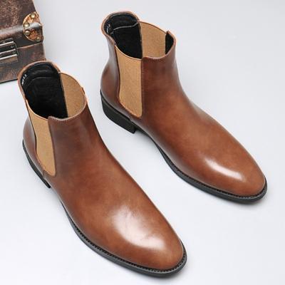 Italienische Herren Lederstiefel Chelsea Boots Marke Business Kleiderstiefel für Herren High-Top Casual Stiefel Spitzschuh Stiefelette
