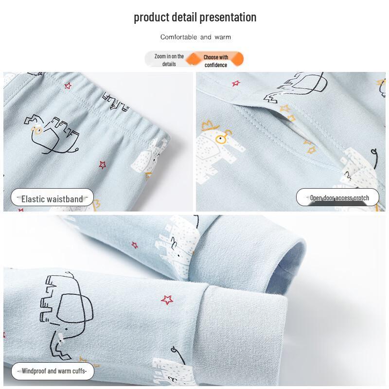 Xueqianman Jungen Reine Baumwolle Cartoon-Druck Thermische Lange Unterhosen