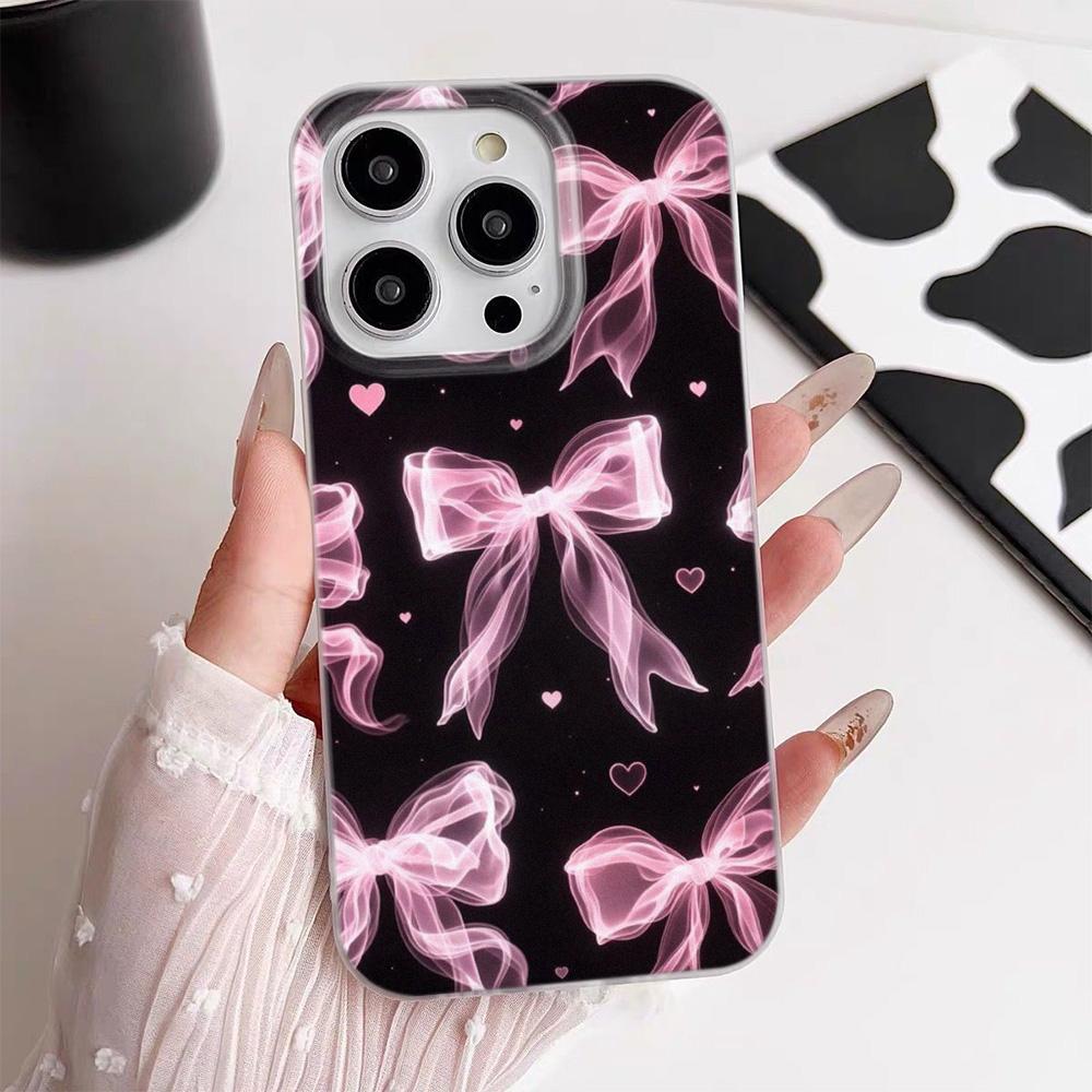 Pink love bow Phone Case For iPhone 17 17Air 16 15 14 13 12 11 Pro Max 14 15 16 Plus Matte Shockproof Soft Cover Funda