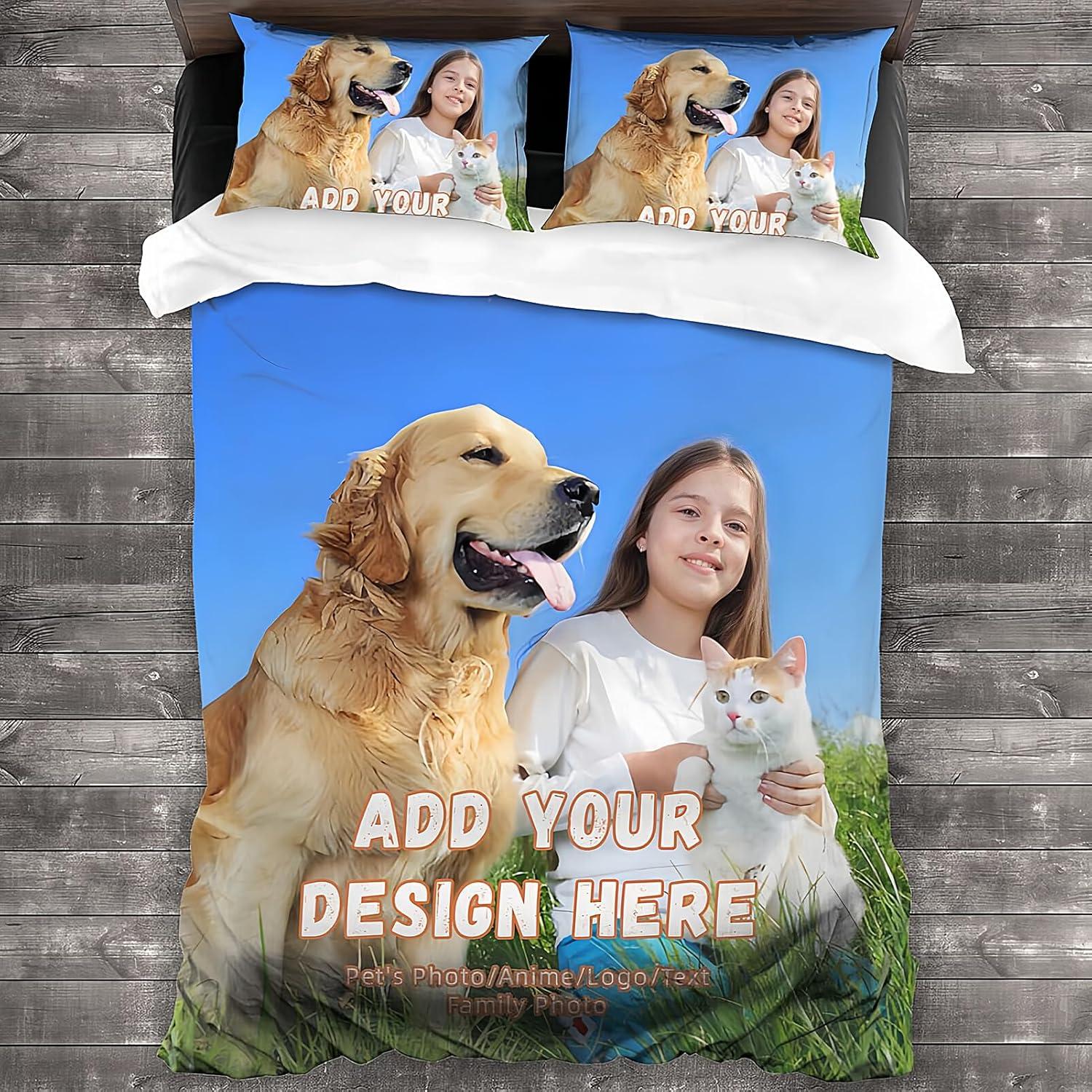 

Custom Duvet Cover Set Personalized King Duvet Cover with Picture/Text/Logo,Customized Bedding Sets Kids Valentine s Day Gift 135x200cm