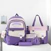 Schoolbag Four-piece Schoolbag for Girls In Grades 1-111 Large-capacity Backpack Contrasting Color Fashion Backpack 1011