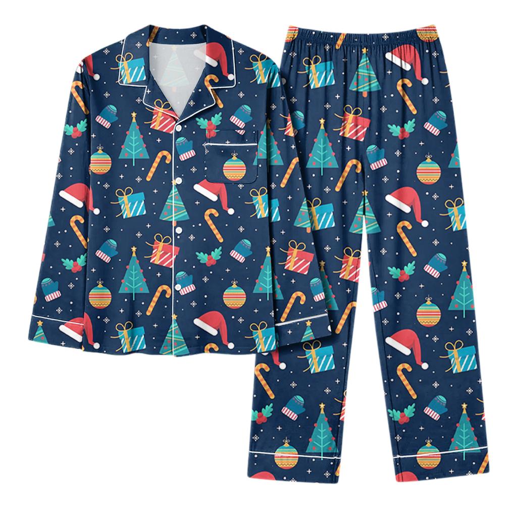 Women's Casual Fashion Christmas Print Long-Sleeve Top And Pants Homewear Set