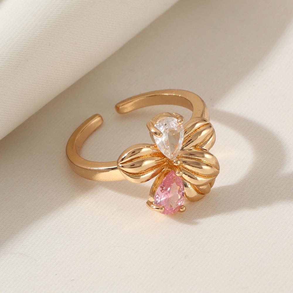1 Piece Fashion Zircon Flowers Opening Adjustable Rings for Women  Couple Ring Jewelry Party Accessories