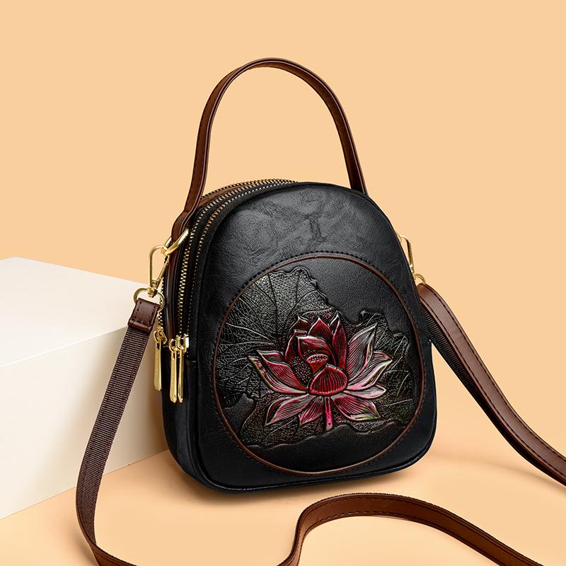 2025 Autumn-Winter Women's Lotus Handbag: Versatile Embossed Crossbody & Shoulder Bag