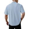 Men's White Eyelet Textured Short Sleeve Shirt, Casual Camp Collar Button Down Summer Top