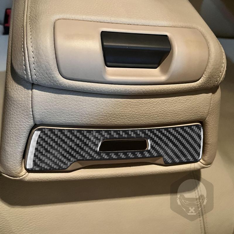 For BMW 7 Series F01 F02 2009-2014 Carbon Fiber Rear Water Cup Holder Switch Panel Trim Cover Car Interior Accessories Sticker