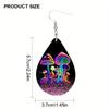 Glowing Mushroom Jellyfish Pattern PU Leather Earrings for Women Creative Fashion Earrings Double-sided Pattern Design Classic Water Drop Earrings