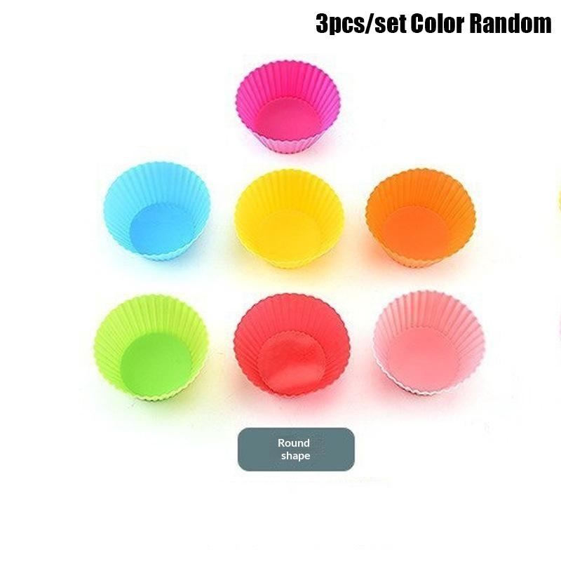 3Pcs Silicone Cupcake Mold Bakeware Cupcake Liner Reusable Muffin Baking Nonstick Moulds Kitchen Baking Accessories