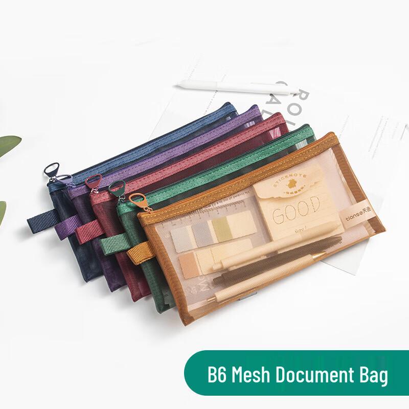 Tianse Retro Mesh Zipper File Bags B6