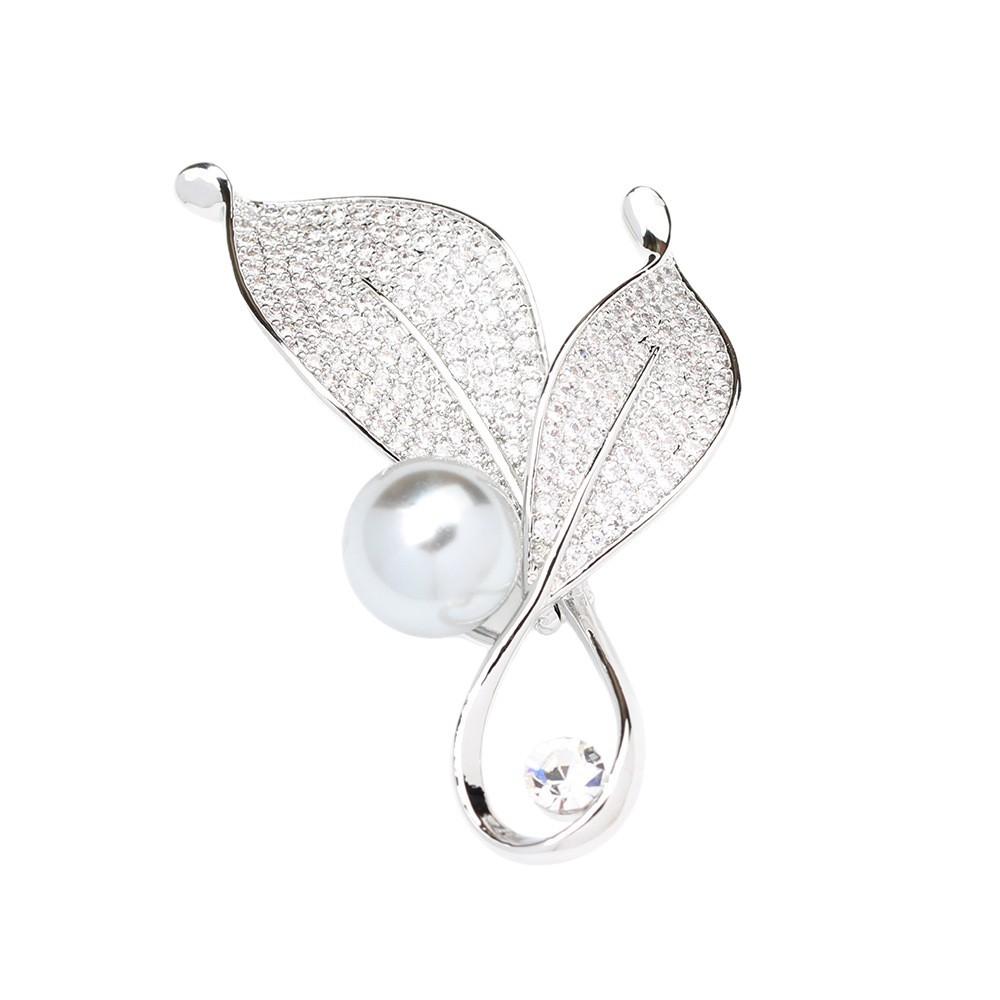 New Leaf Brooch Premium Light Luxury Inlaid Zircon Corsage Versatile Luxury Women's Accessories Fashion Accessories